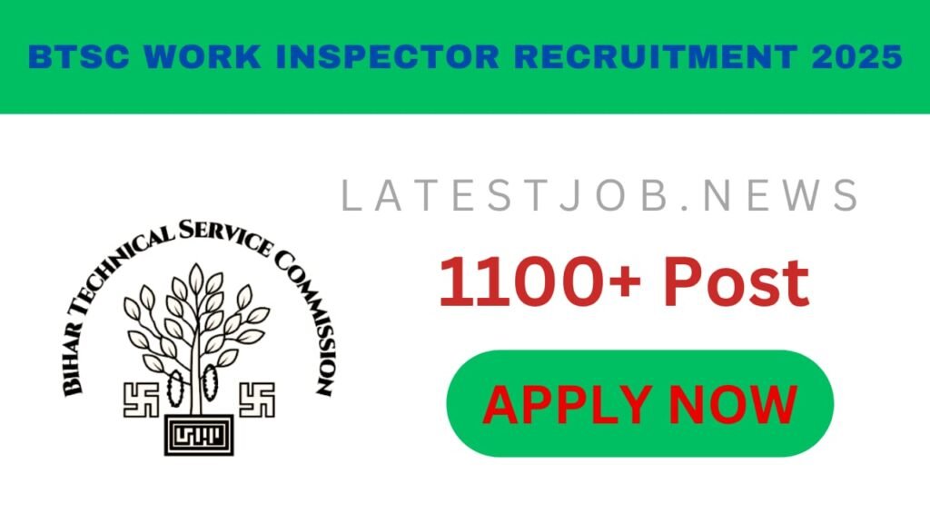 BTSC Work Inspector Recruitment 2025: Eligibility, Exam Pattern, Syllabus, Age Limit, Apply Link