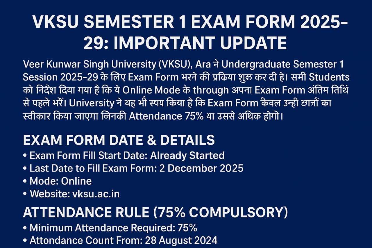 UG Semester 1 Exam Form 2025–29
